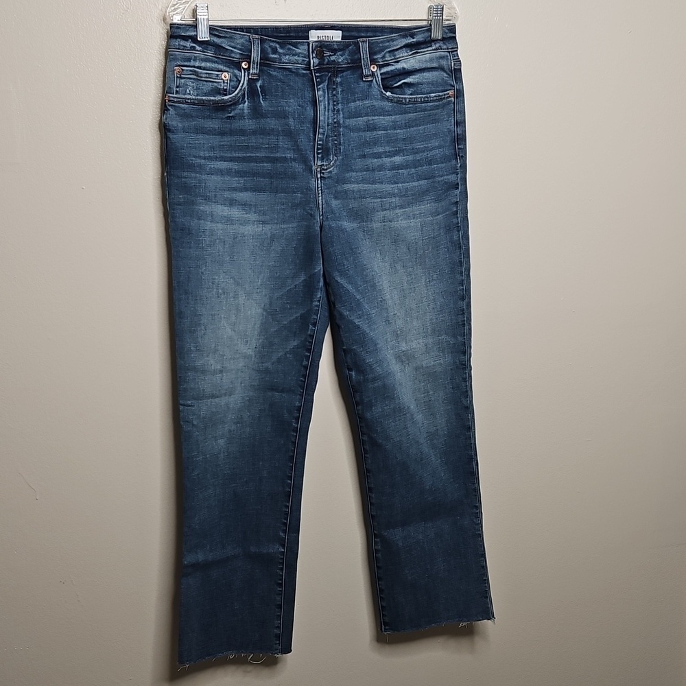 Pistola Jeans Straight Leg Cutoff Distressed Size 31